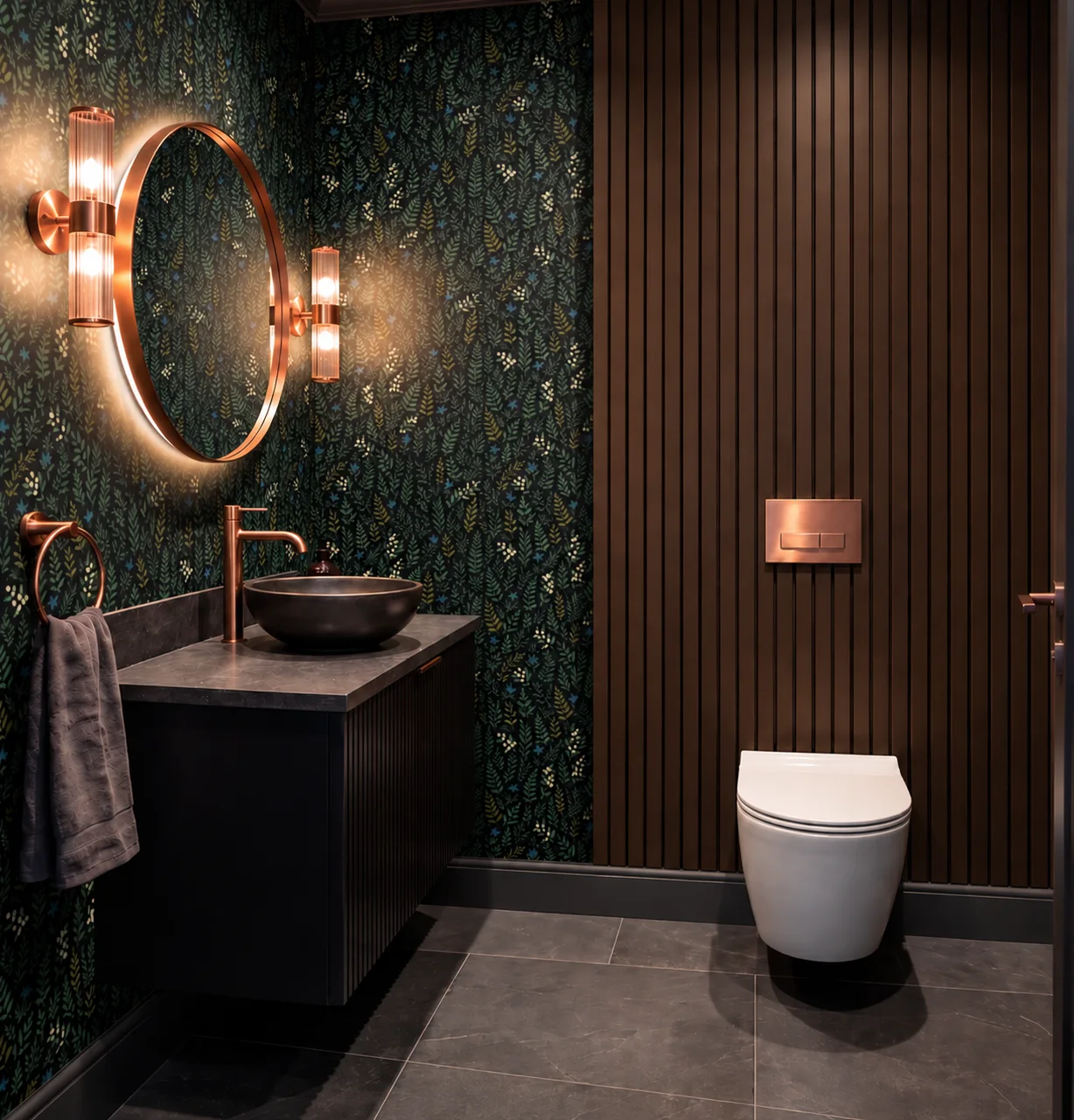 Современный тёмный интерьер с элементами ар-деко